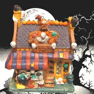 Vintage '90's Halloween Harvest Trick or Treat Cafe Lighted Porcelain House